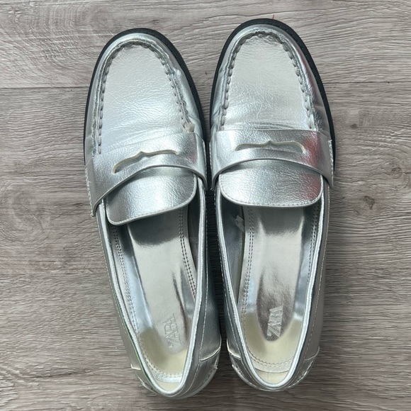 Zara Shoes - Zara | US7 / EU37 / Silver Loafers